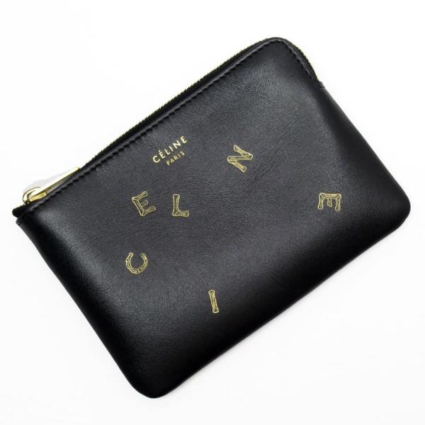 CELINE セリーヌ コインケース レザー ブラックxゴールド 定番