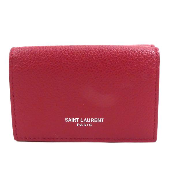 サンローラン SAINT LAURENT 三つ折り財布 レザー レッド
