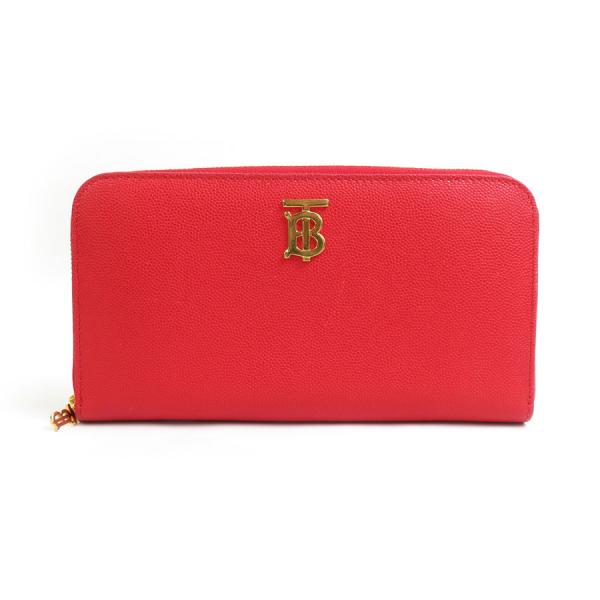 【極美品】BURBERRY ラウンドジップ 長財布 レッド レディース BURBERRY（バーバリー） ラウンドファスナー長財布 レザー レッド