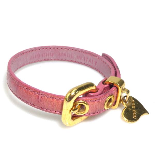 miu ミュウミュウ MIUMIU ブレスレット レザー ピンク