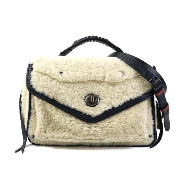 COACH（コーチ） ショルダーバッグ ボア/レザー アイボリー×ブラック