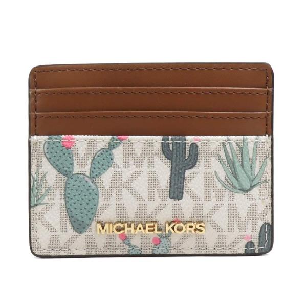マイケルコース Michael Kors パスケース レザー ブラウン×アイボリー系