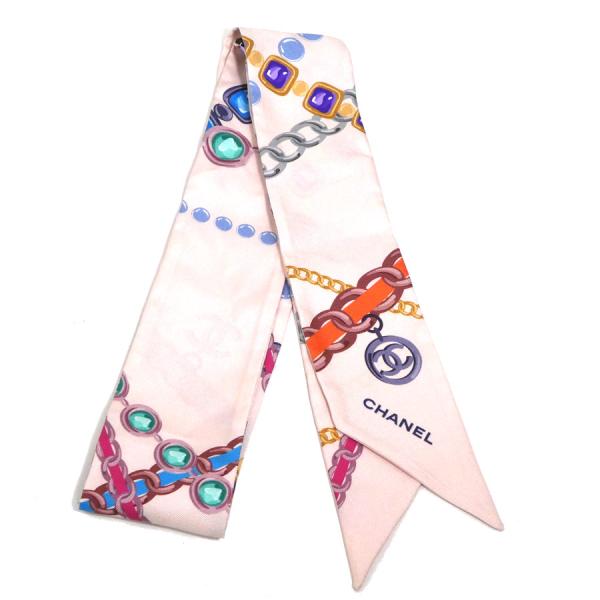 CHANEL シルクスカーフ 赤/白 リボン CHANEL シャネル スカーフ ツイリー リボンスカーフ シルク