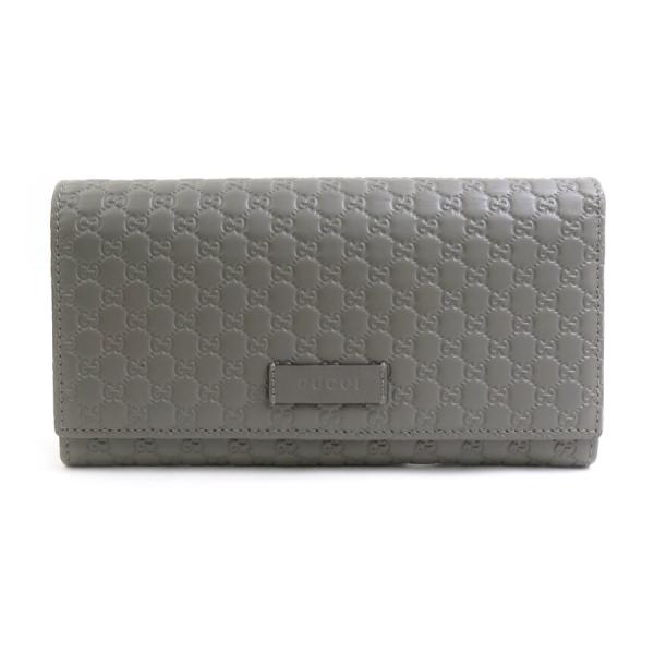 GUCCI（グッチ） 長財布 マイクログッチシマ レザー グレー : ブランド