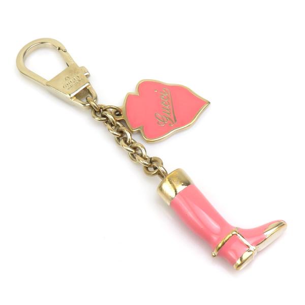 GUCCI（グッチ） チャーム キーホルダー メタル ゴールド×ピンク