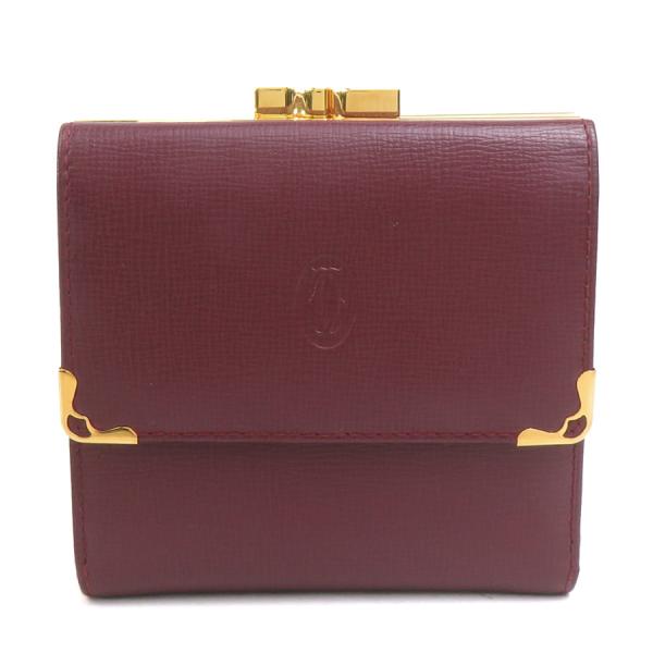 【美品】カルティエ マストライン ボルドーカラー 二つ折り財布 Cartier（カルティエ） 二つ折り財布 マストライン レザー ボルドー