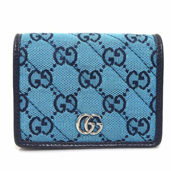 ️ 美品‼️グッチGUCCI 財布　二つ折り財布　GGキャンバス　花 GUCCI（グッチ） 二つ折り財布 GGキャンバス ブルー/ピンク : ブランド