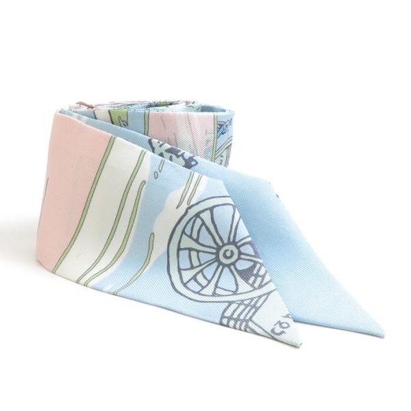 美品✨HERMES スカーフ 特大 170×140cm　蝶デザイン　コットン HERMES（エルメス） スカーフ ツイリー シルク ライトブルー系