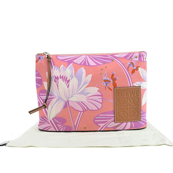 LOEWE（ロエベ） クラッチバッグ ポーチ キャンバス/レザー ピンク系