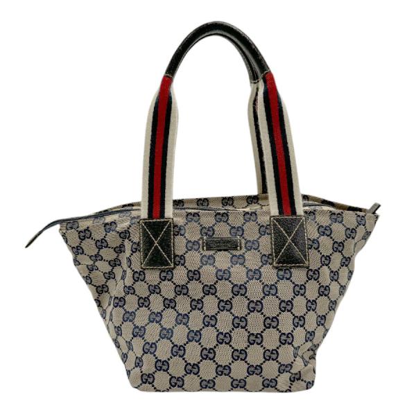 GUCCI ベージュ GGパターン ハンドバッグ GUCCI（グッチ） ハンドバッグ GGキャンバス ベージュ/ネイビー