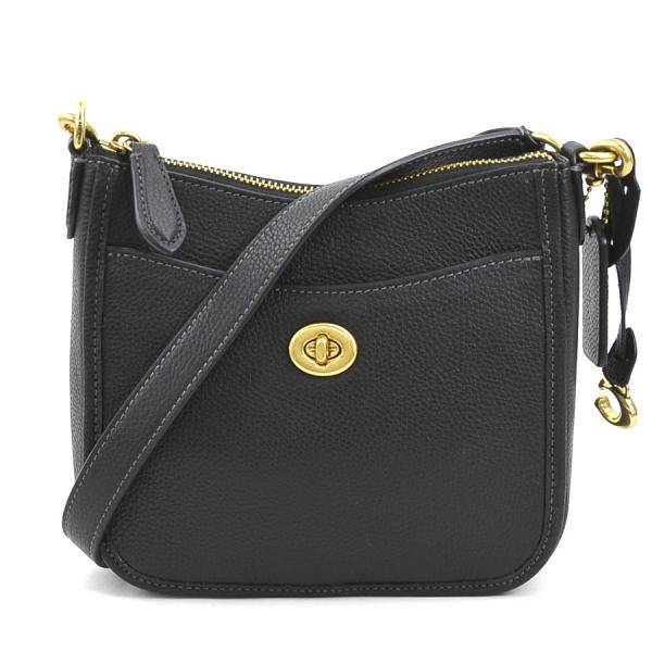 COACH コーチ 斜め掛けショルダーバッグ レザー ブラック