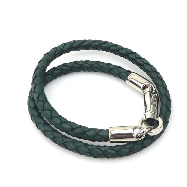 BALLY ブラックレザー 編み込みブレスレット BALLY バリー 編み込み レザーブレスレット