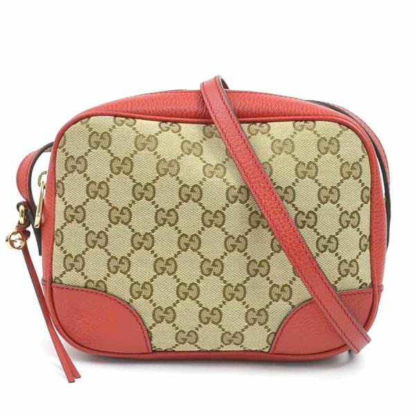 GUCCI（グッチ） ショルダーバッグ GGキャンバス/レザー レッド