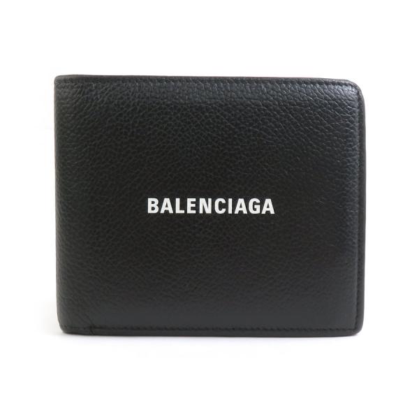BALENCIAGA 二つ折り財布　ブラックレザー BALENCIAGA バレンシアガ 二つ折り財布 レザー ブラック