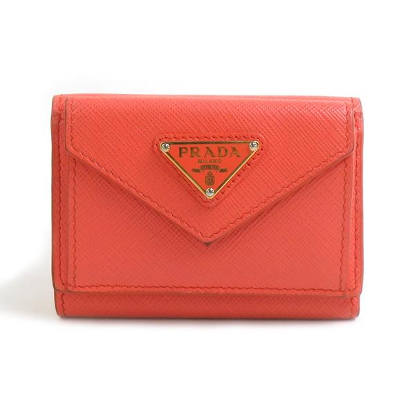 PRADA（プラダ） 三つ折り財布 レザー オレンジ : ブランドバリュー