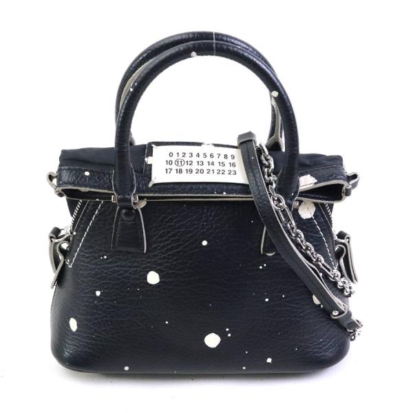 メゾンマルジェラ Maison Margiela ハンドバッグ ショルダーバッグ 5AC マイクロ レザー ブラック/アイボリー