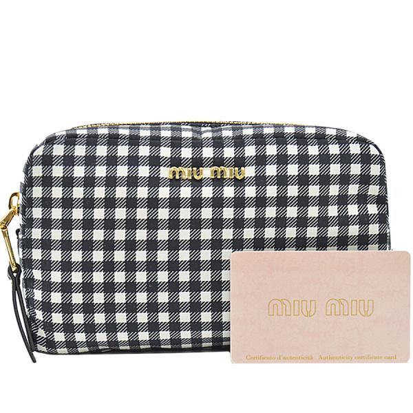 【匿名配送】miumiu✨ミュウミュウ✨コンパクトポーチ✨美品 5NI007 AEFX F0 MiuMiu(ミュウミュウ) ポーチ(レディース