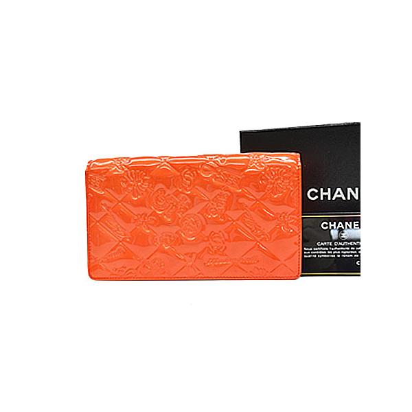 早い者勝ち　美品　CHANEL シャネル　長財布　オレンジ　バイカラー　付属品 CHANEL シャネル 二つ折り長財布 アイコン パテントレザー
