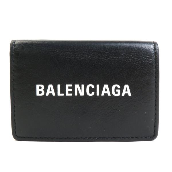 BALENCIAGA バレンシアガ 三つ折り財布 レザー ブラック
