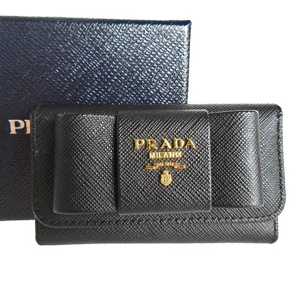 【シャム様】PRADA プラダ キーケース ケース 金ロゴ ブラック 新品未使用 Prada プラダキーケースサフィアーノレザー 三角プレート