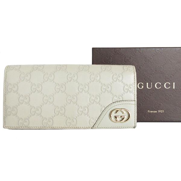 GUCCI（グッチ） 二つ折り長財布 グッチシマ レザー アイボリー
