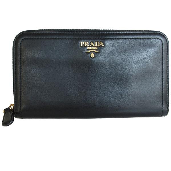 PRADA（プラダ） ラウンドファスナー長財布 レザー ブラック