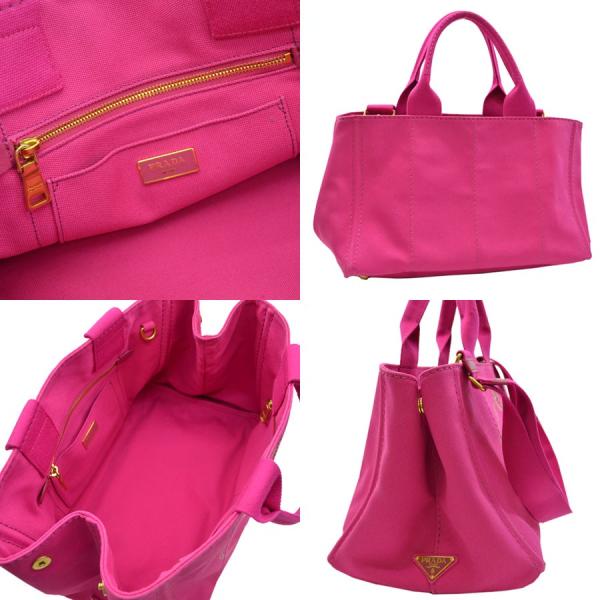 プラダ Prada トートバッグ ショルダーバッグ 2wayカナパ 超目玉 ピンク S0379 定番人気 中古 コットンキャンバス レディース