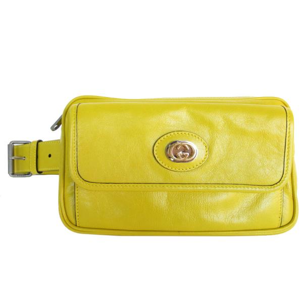 GUCCI グッチ ウエストバッグ ベルトバッグ レザー イエロー