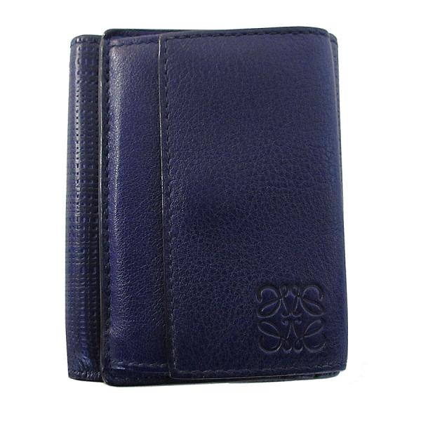 美品✨ロエベ　三つ折り財布　リネン　コンパクトウォレット　アナグラム　ブルー 楽天市場】【中古】ロエベ アナグラム トライフォールド