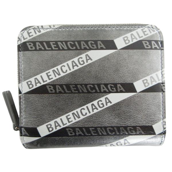 【未使用級】BALENCIAGA バレンシアガ レザー 二つ折り 財布 　グレー BALENCIAGA バレンシアガ 財布 メンズ 二つ折り札入れ ロゴ