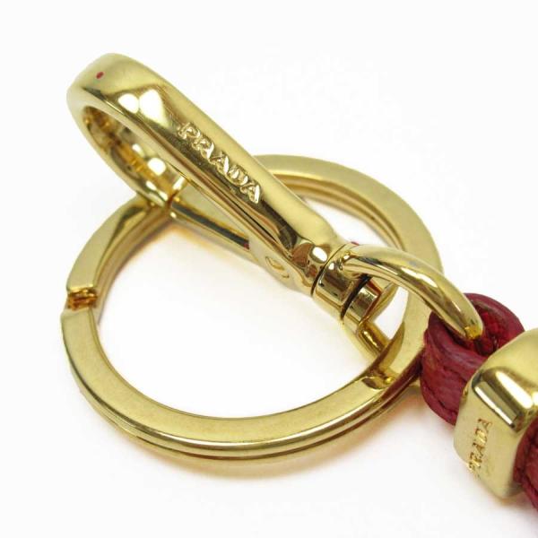 プラダ Prada キーホルダー チャーム レッドxゴールド メーカー公式 レザーx金属素材 定番人気 ストラップ
