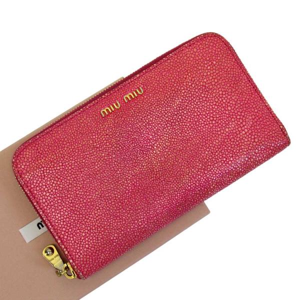 miu ミュウミュウ MIUMIU ラウンドファスナー長財布 レザー