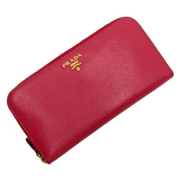 PRADA プラダ ラウンドファスナー 長財布 ピンク ☆ ゴールド金具 サフィアーノレザー レディース ロゴ金具 ▼8B PRADA プラダ ラウンドファスナー 長財布 ピンク ゴールド金具
