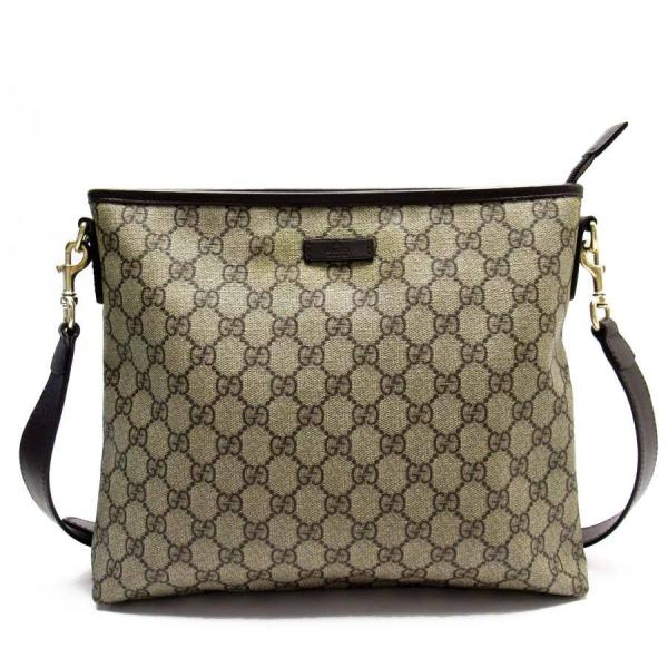 グッチ GUCCI 斜め掛けショルダーバッグ GG PVCxレザー ブラウン系