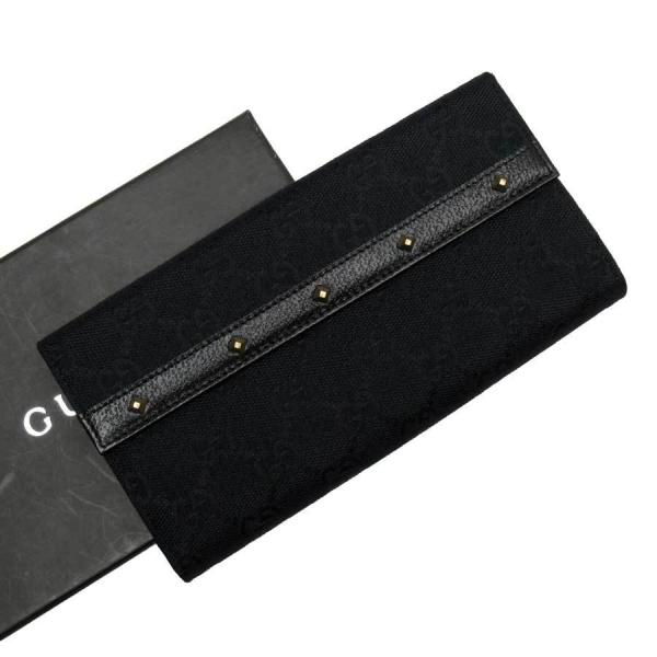 GUCCI グッチ Wホック二つ折り長財布 GG キャンバスxレザー
