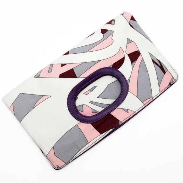 【美品】EMILIO PUCCI エミリオプッチ　クラッチバッグ　パープル エミリオプッチ Emilio Pucci クラッチバッグ キャンバスxレザー