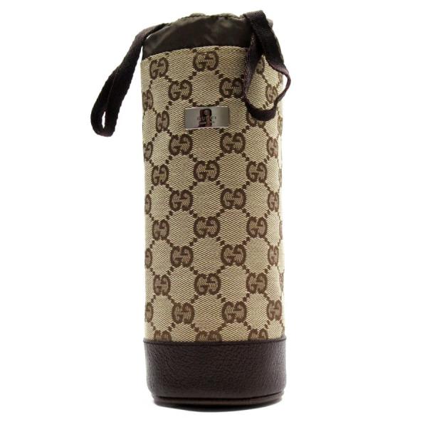 GUCCI グッチ ボトルホルダー GG キャンバスxレザー ブラウン