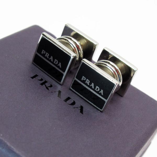 PRADA プラダ カフス メタル シルバー×ブラック : ブランド