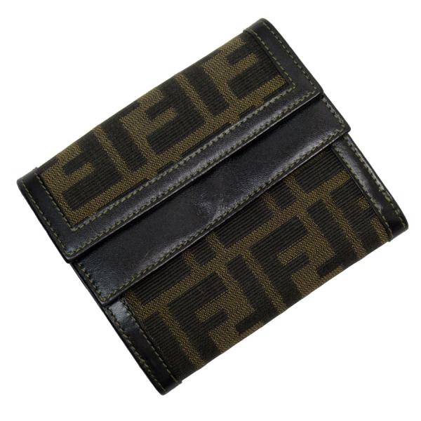 FENDI フェンディ 二つ折り財布 ズッカ キャンバス/レザー