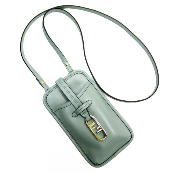 FENDI - フェンディ FENDI スマートフォンケース スマホホルダー フォンホルダー レザー ペールグリーン レディース 7AS131 AHM0 送料無料【中古】 t19577a FENDI フェンディ スマートフォンケース スマホホルダー フォン