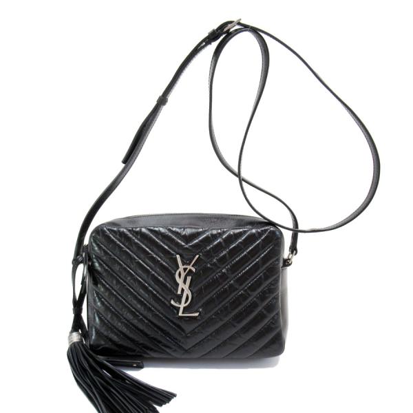 極美品　サンローラン　リビングトン　ショルダーバッグ　レザー　斜め掛け　ブラック Yves Saint Laurent Paris リビングトン ショルダーバッグ