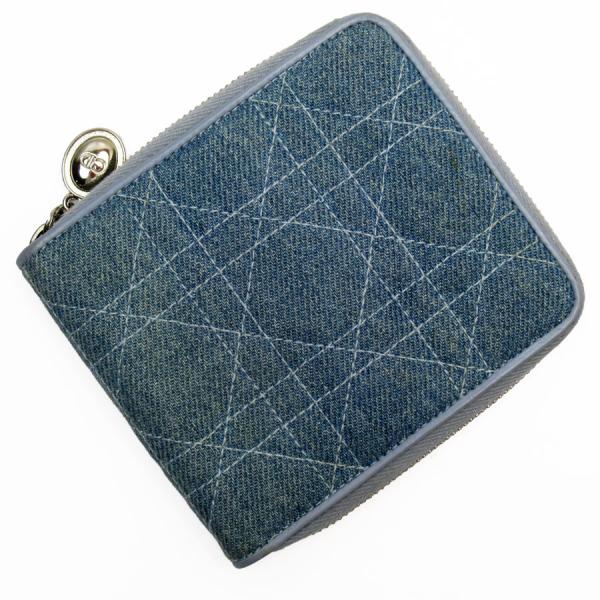 【クリスチャン・ディオール】ライトブルー 二つ折り財布 Christian Dior クリスチャンディオール レディディオール