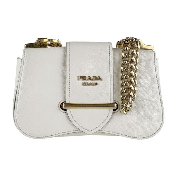 【未使用】正規PRADA⭐️ レザー ミニショルダー ホワイト PRADA（プラダ） ショルダーバッグ レザー ホワイト : ブランド