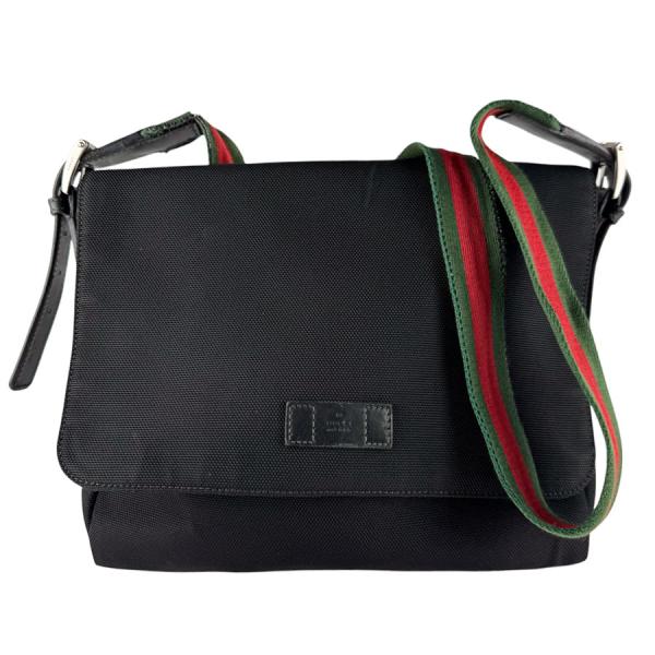 GUCCI（グッチ） ショルダーバッグ キャンバス ブラック/グリーン