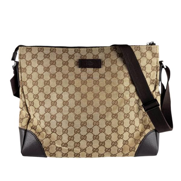 GUCCI（グッチ） ショルダーバッグ GGキャンバス/レザー ブラウン