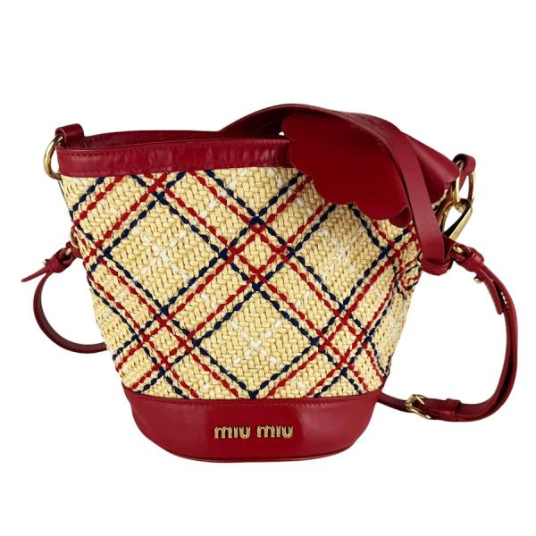 miu miu（ミュウミュウ） ショルダーバッグ ハンドバッグ ラフィア