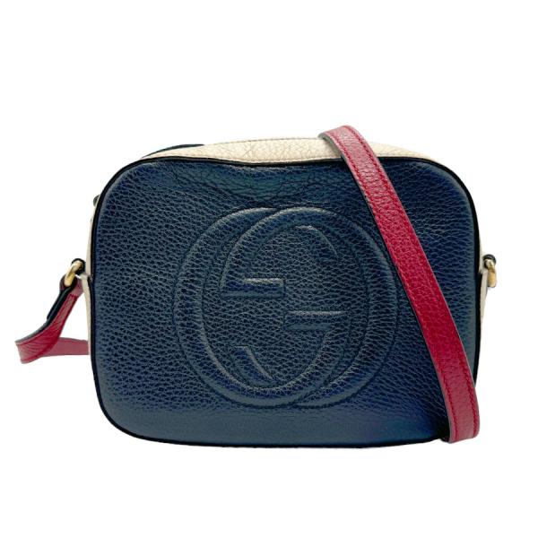 GUCCI（グッチ） ショルダーバッグ ソーホー レザー ネイビー×レッド