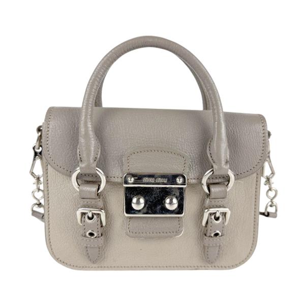 miu miu グレー レザー ハンドバッグ 超希少❗️】miumiu ハンドバッグ レザーハンドバッグ 2way