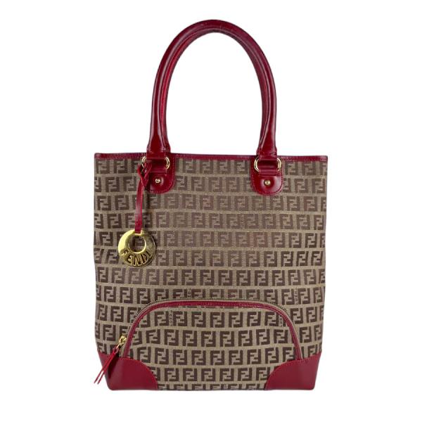 FENDY フェンディ ズッキーノ ハンドバッグ ナイロンキャンバス ブラウン FENDI フェンディ ハンドバッグ ズッキーノ ナイロンキャンバス/レザー