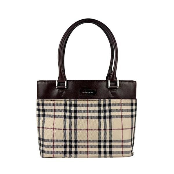 【美品】バーバリーズレザーハンドバッグ BURBERRY バーバリー ハンドバッグ ナイロンキャンバス/レザー
